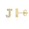 14K Gold Plated Sterling Silver Needle European And American 26 English Alphabet Letter Earrings