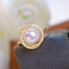 Crystal Inlaid 14K Note Gold Ring