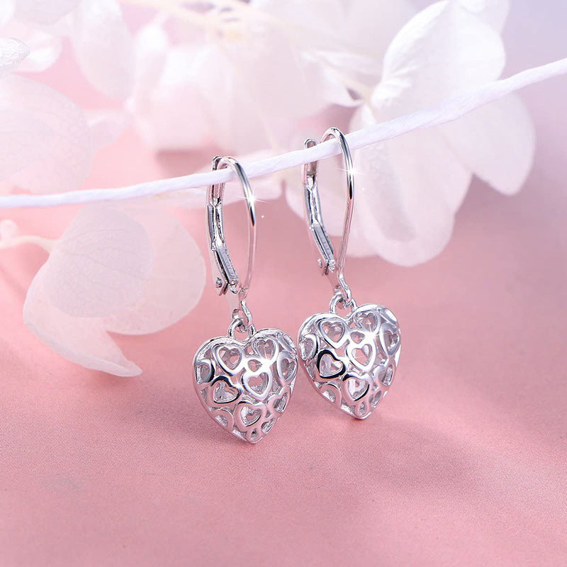 Women's 14K Gold Heart-shaped Hollow Earrings