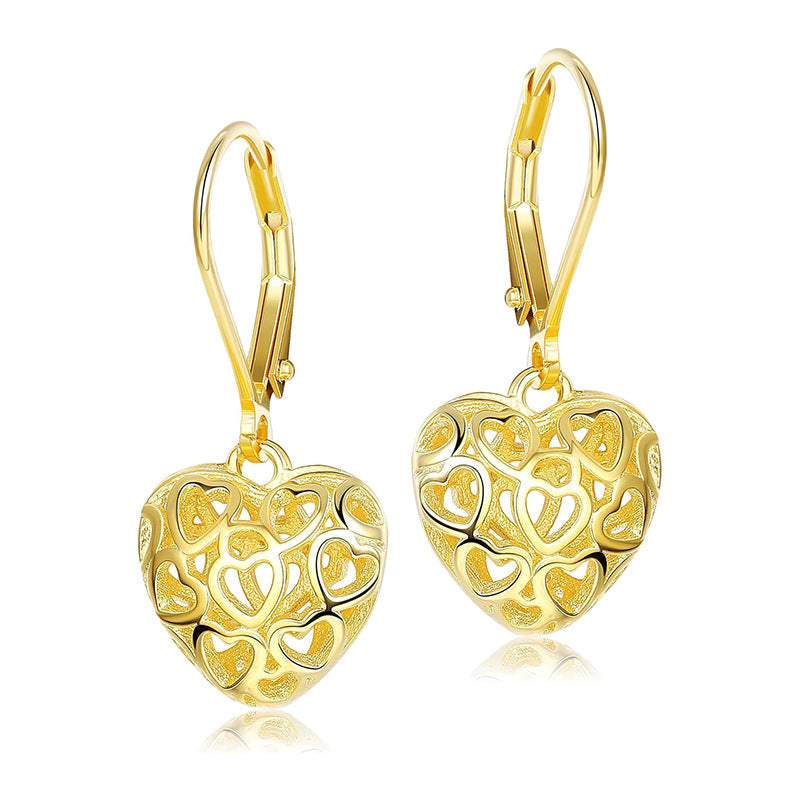 Women's 14K Gold Heart-shaped Hollow Earrings