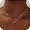 14K Gold Multi-layer English 26 Letters Small Rice-shaped Beads Necklace
