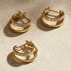 Fashion 14K Gold Ring Cubic Zirconia Checkered Stud Earrings
