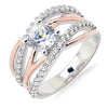 Cross Simple 14K Gold Zircon Ring For Women