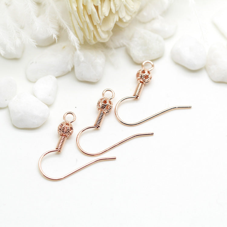 Diy Earrings Accessories Plated Thick 14k Real Gold Floral Ball Spring Ear Hook