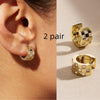 Fashion 14K Gold Ring Cubic Zirconia Checkered Stud Earrings