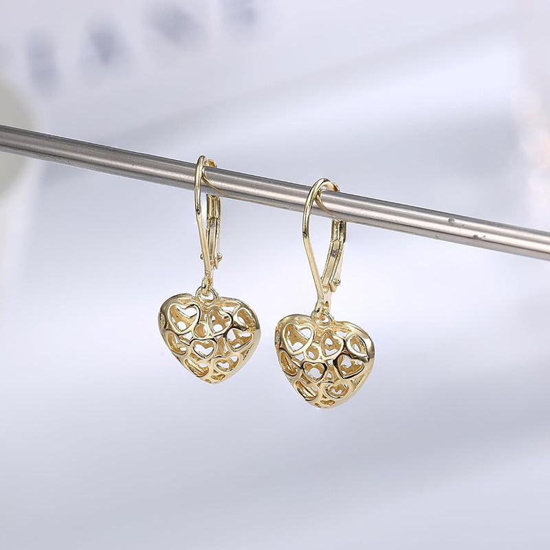 Women's 14K Gold Heart-shaped Hollow Earrings