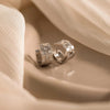 Fashion 14K Gold Ring Cubic Zirconia Checkered Stud Earrings