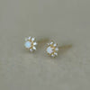 S925 Sterling Silver 14K Gold Plated Opal Zircon Stud Earrings