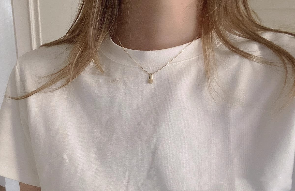 S925 Silver Plating 14K Gold Lock Head Necklace