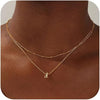 14K Gold Multi-layer English 26 Letters Small Rice-shaped Beads Necklace