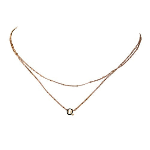 14K Gold Multi-layer English 26 Letters Small Rice-shaped Beads Necklace
