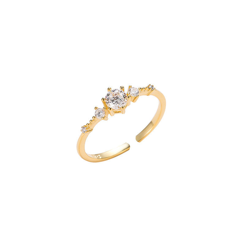 Sterling Silver Plated 14K Gold Open Ring For Women