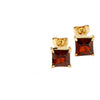Titanium Steel 14K Gold Four Claw Inlaid Stone Square Diamond Small Ear Studs