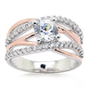 Cross Simple 14K Gold Zircon Ring For Women