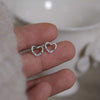S925 Sterling Silver Plated 14K Gold Hollow Heart Ear Studs