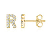 14K Gold Plated Sterling Silver Needle European And American 26 English Alphabet Letter Earrings