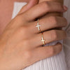 Fashion 14K Gold Cross Women's Diamond Two-piece Women's Ring