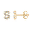 14K Gold Plated Sterling Silver Needle European And American 26 English Alphabet Letter Earrings