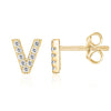 14K Gold Plated Sterling Silver Needle European And American 26 English Alphabet Letter Earrings
