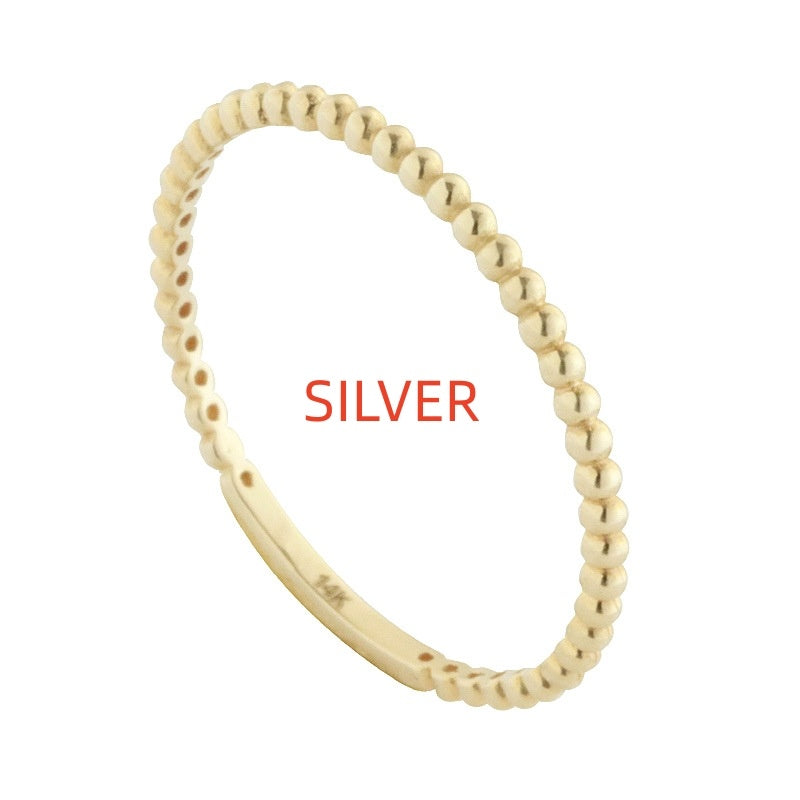 925 Sterling Silver Plated 14K Gold Style Very Simple Basic Style Stacked Ring
