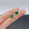 Green Zircon Earrings 14k Real Gold Earrings