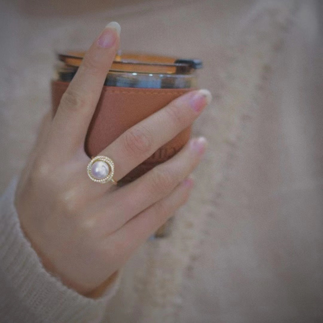 Crystal Inlaid 14K Note Gold Ring