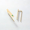 Natural Emerald 14K Gold Minimalist Strip Thin Earrings