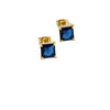 Titanium Steel 14K Gold Four Claw Inlaid Stone Square Diamond Small Ear Studs