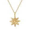 S925 Sterling Silver Hammered Star Pendant Necklace 14K Gold Plated Chain