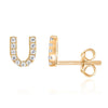 14K Gold Plated Sterling Silver Needle European And American 26 English Alphabet Letter Earrings