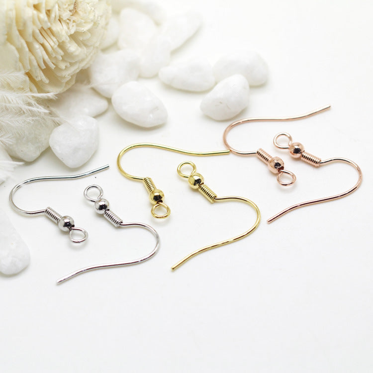 Diy Earrings Accessories Plated Thick 14k Real Gold Floral Ball Spring Ear Hook
