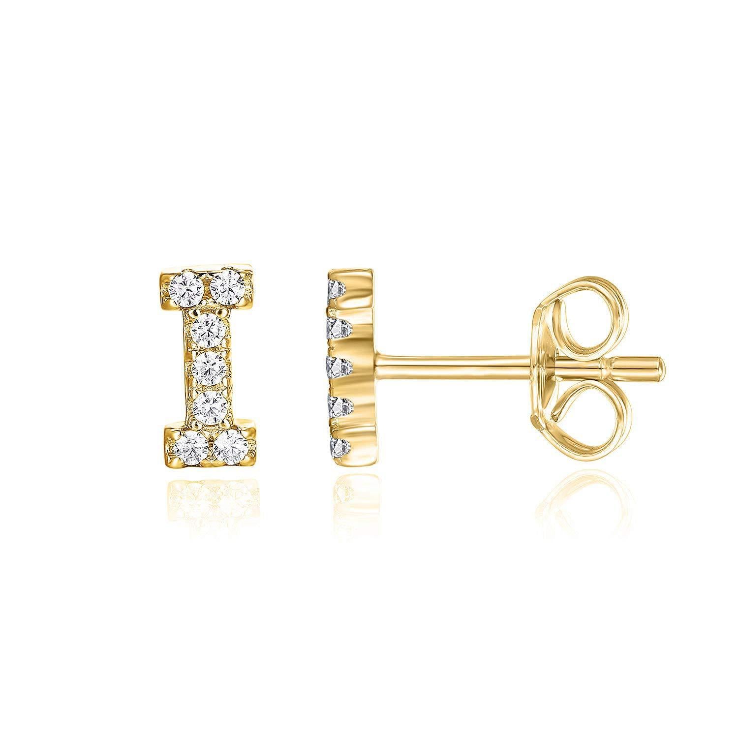 14K Gold Plated Sterling Silver Needle European And American 26 English Alphabet Letter Earrings