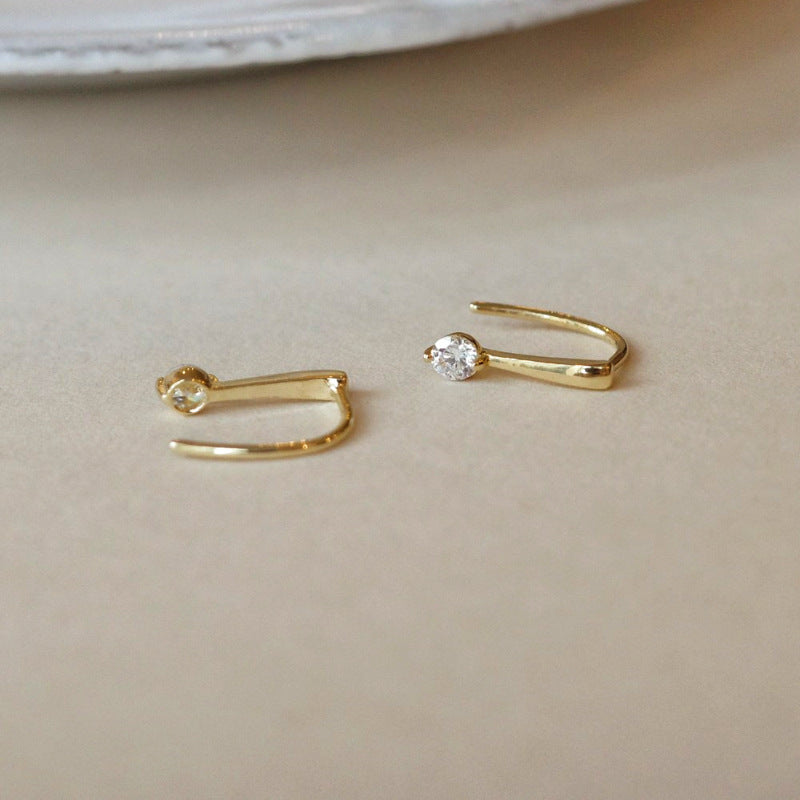 S925 Silver Plating 14K Gold All-match Earrings