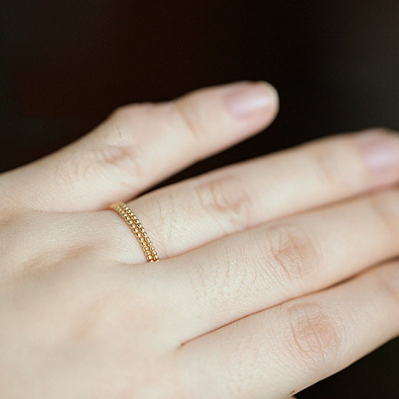 925 Sterling Silver Plated 14K Gold Style Very Simple Basic Style Stacked Ring