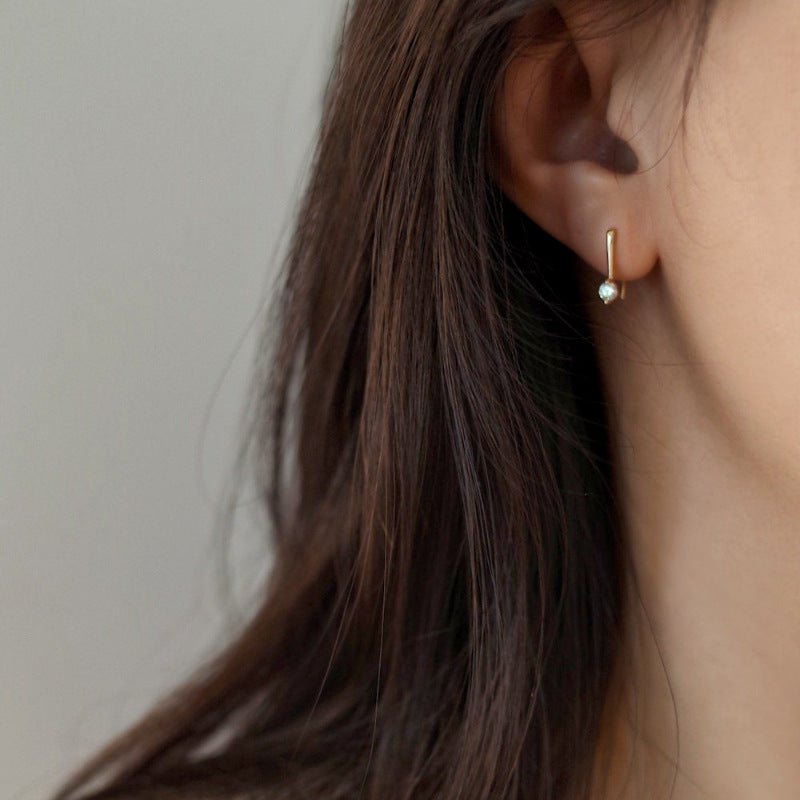 S925 Silver Plating 14K Gold All-match Earrings